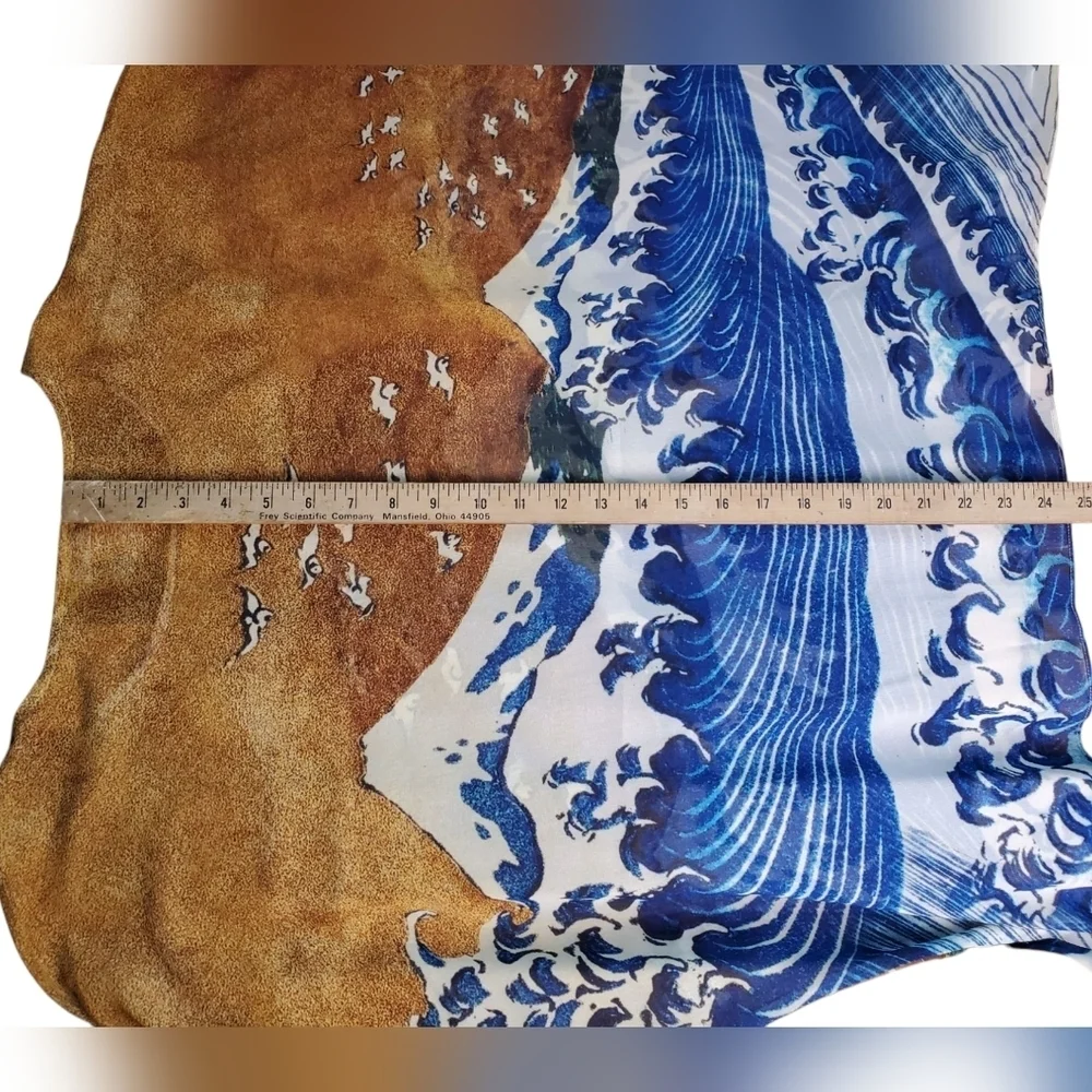 Women's Jade Boho Blouse. Brown w/ Blue Wave. Oversized and Flowy. S/M. #319